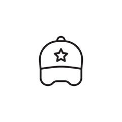 A baseball cap with a five-pointed star on the front. It features a curved brim and a button on the top.