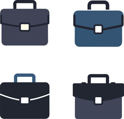 Set of Four Flat Design Briefcases Vector