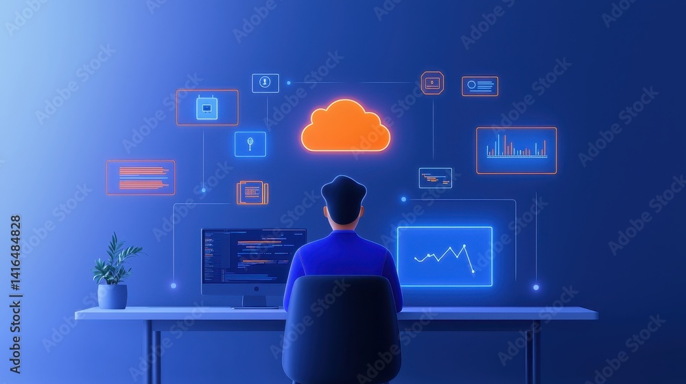 Poster data analysis action office environment digital content cloud technology overview