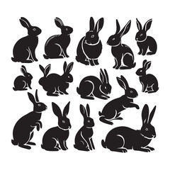 Rabbit Silhouette Collection – Cute Bunny Vector Set for Easter, Spring, and Woodland Designs