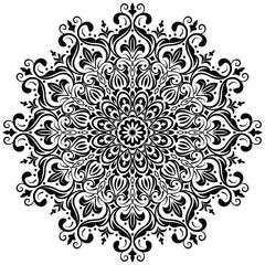 ttractive and simple floral henna or mehndi style mandala design. Design for coloring book, lace, swirl, henna, tattoo, logo, frame, card, pattern, background and  wallpaper. 