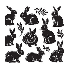 Rabbit Silhouette Collection – Cute Bunny Vector Set for Easter, Spring, and Woodland Designs