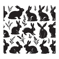 Rabbit Silhouette Collection &ndash; Cute Bunny Vector Set for Easter, Spring, and Woodland Designs