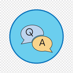 Questions and answers icon. Q and A Social Media symbol. Question Answer. Vector illustration isolated on white background. FAQ  Q and A sign symbol. 