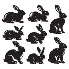 Rabbit Silhouette Collection – Cute Bunny Vector Set for Easter, Spring, and Woodland Designs