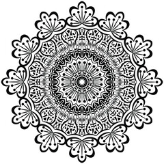 Floral henna or mehndi style mandala design. Decorative pattern in oriental style. Tatoo coloring book page.  