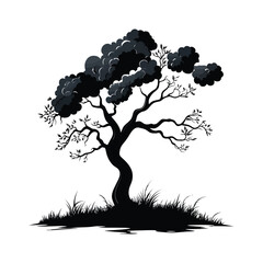 Line summer tree black color on isolated white background