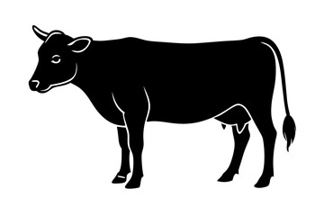 cow vector silhouette illustration isolated on white background