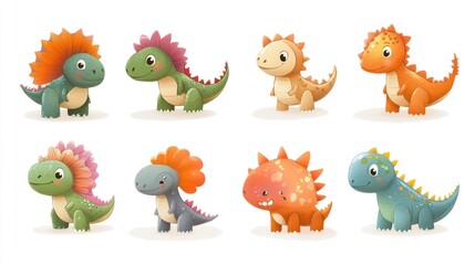 Naklejka premium Cute cartoon dinosaurs (127)