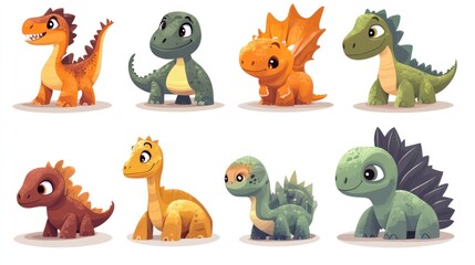 Naklejka premium Cute cartoon dinosaurs (155)