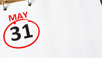 May 31 calendar page highlighting current date  