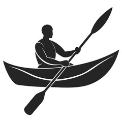 Kayaking vector silhouette illustration isolated on white background