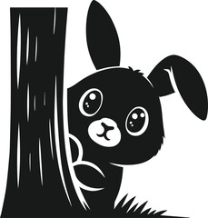 Vector silhouette of a cute animal rabbit