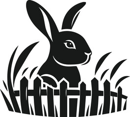 Vector silhouette of a cute animal rabbit