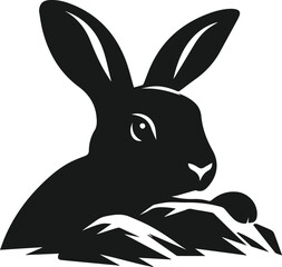 Vector silhouette of a cute animal rabbit