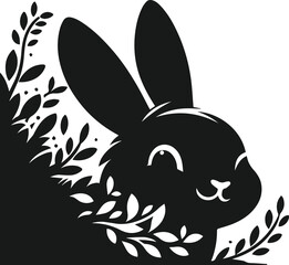 Vector silhouette of a cute animal rabbit