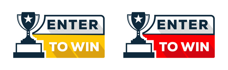 Enter to Win Trophy Banner Graphic Contest Promotion Badge Design