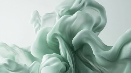 Obraz premium Flowing sage green fabric, studio shot, abstract background, textile design