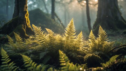 Fern in forest sunlight