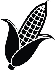 Decorative Corn isolated line art vector illustration, Corn silhouette vector icon design