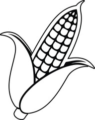 Decorative Corn isolated line art vector illustration, Corn silhouette vector icon design