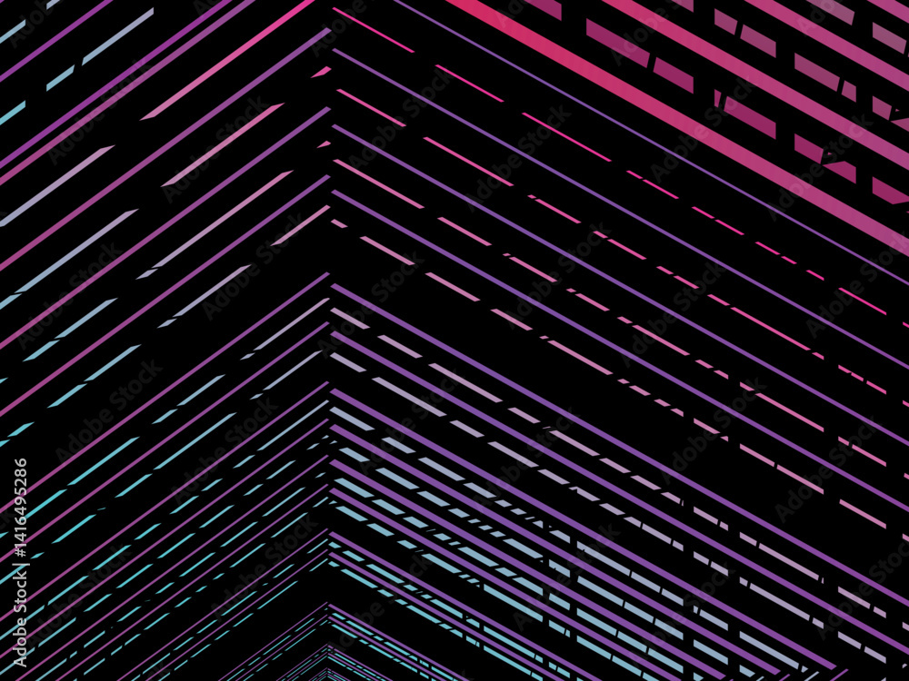 Fototapete colorful lines on black background. vector minimal line background with text for social media covers