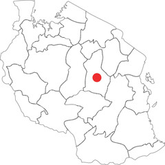 Obraz premium Tanzania Political Outline Map with Capital City Marked