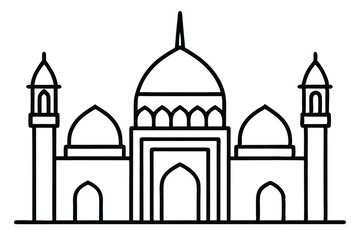 Fototapeta premium Mosque line art vector icon isolated on white background