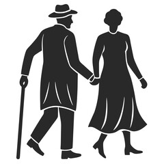 Grandparents vector silhouette illustration isolated on white background