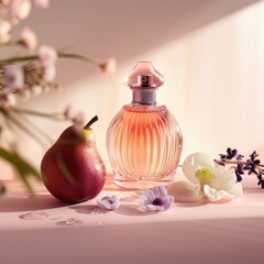 Perfume, pear, flowers, pink