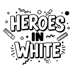 Fototapeta premium Bold, fun graphic design of Heroes in White with simple shapes and a comic book-style font. Perfect for marketing campaigns or educational materials.