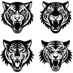 Tiger Vector Silhouetted Bundle Set Collection