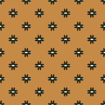 Simple geometric pattern abstract floral shapes motif minimal background. Small ethnic flower geometric element modern fashion fabric design textile swatch ladies dress, mens shirt allover print block