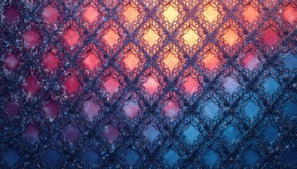 Geometric lace overlay, repeating diamond motif, subtle shadowing, repeating, pattern