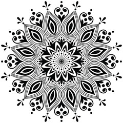 Black and white beautiful mandala design. Beautiful mandala design for coloring book, lace, swirl, henna, tattoo, logo, frame, card, pattern, background and  wallpaper. 