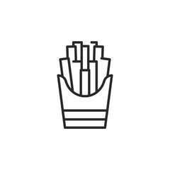 French Fries in the box icon. An icon of fast food french fries, commonly associated with unhealthy dietary choices. For use in health education. Vector illustration