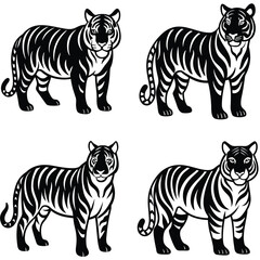 Obraz premium Tiger Vector Silhouetted Bundle Set Collection