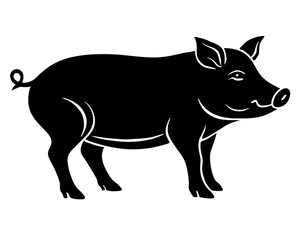 Pig vector silhouette illustration isolated on white background