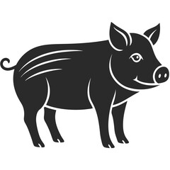 Pig vector silhouette illustration isolated on white background