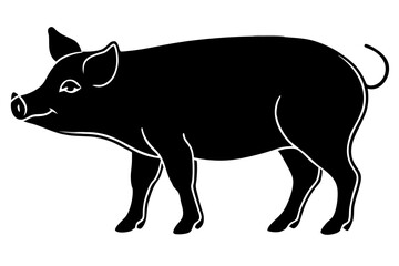 Pig vector silhouette illustration isolated on white background