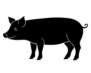 Pig vector silhouette illustration isolated on white background
