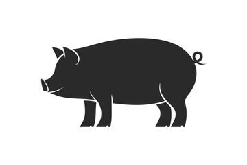 Pig vector silhouette illustration isolated on white background