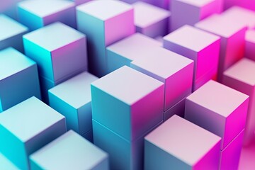 Obraz premium Abstract geometric composition of colorful cubes showcasing depth and perspective with soft lighting in a modern digital art style
