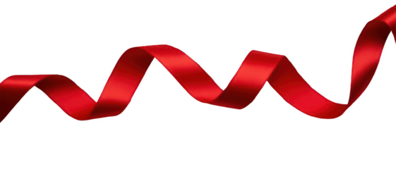 Elegant red satin ribbon swirls elegantly on black background a perfect on transparent background