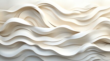 Fototapeta premium Elegant waves designed with smooth layered paper cutouts, showcasing a soothing palette of neutral tones for a minimalist look.