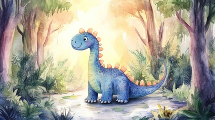 Cute dinosaur in a lush forest (53)