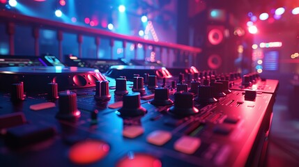 Dj playing live music ona a night club.