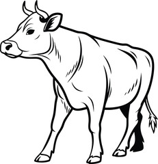 vector illustration of a white cow