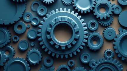 Interlocking Blue Gears Precision and Teamwork in Engineering and Mechanics