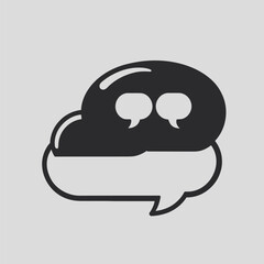 Black and White Vector Chat Bubble Icon in Minimal Style for Messaging and Interface Elements